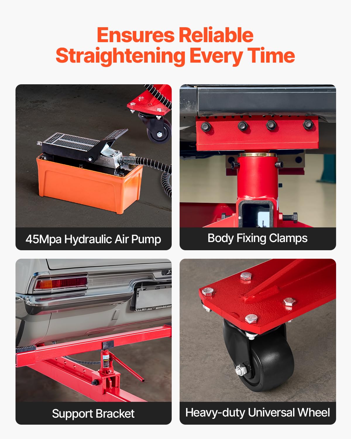VEVOR Auto Body Frame Puller Straightener, 6T Tension Car Body Repair Equipment with 3T Airbag Jack & 6000PSI Hydraulic Foot Pump, Include 16 Straightening Tools, for Auto Repair Shop Sedan SUV Pickup
