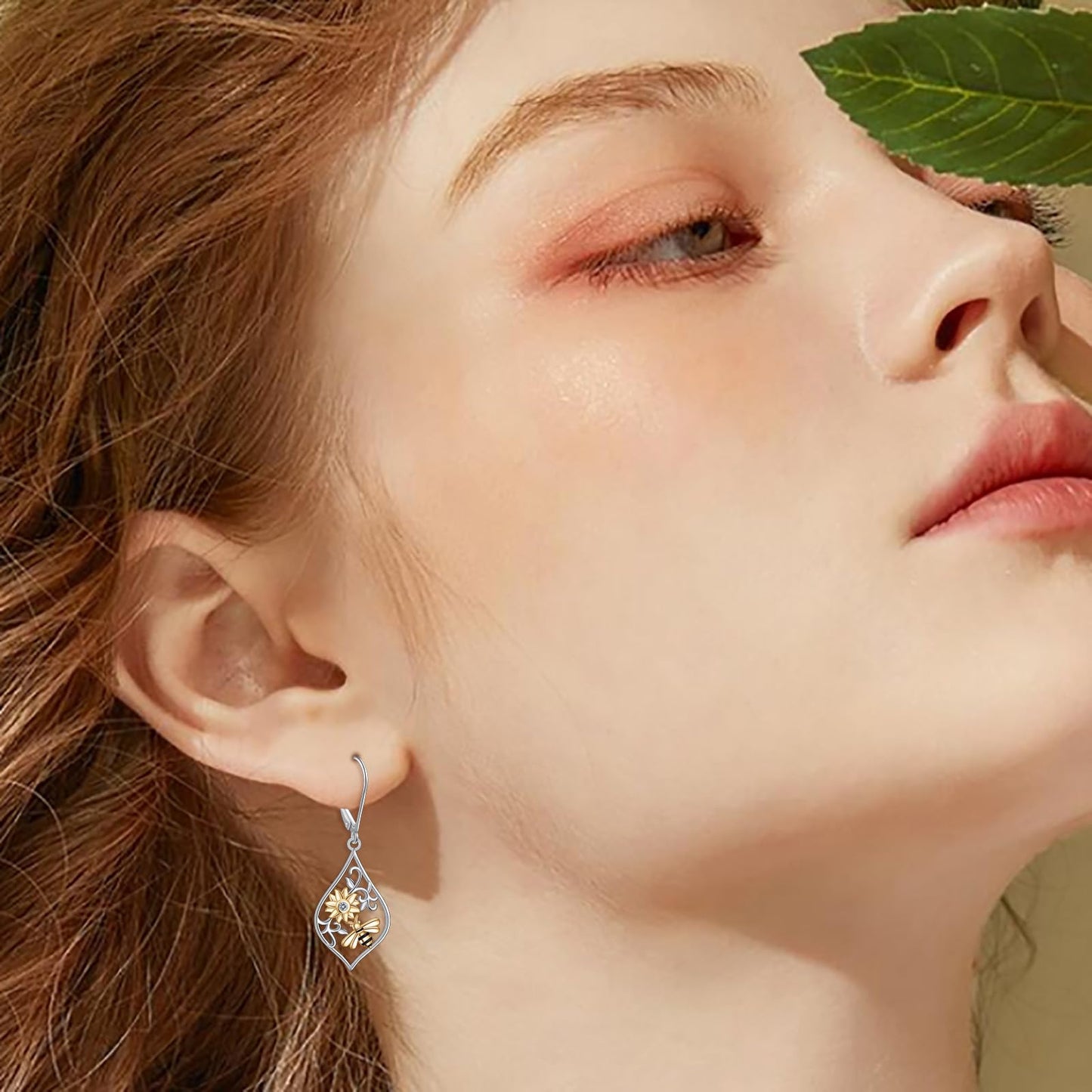 SHAOAN 925 Sterling Silver Sunflower Bee Dangle Drop Earrings for Women Flower Earring Jewelry Gifts for Anniversary Mother’s Day Birthday