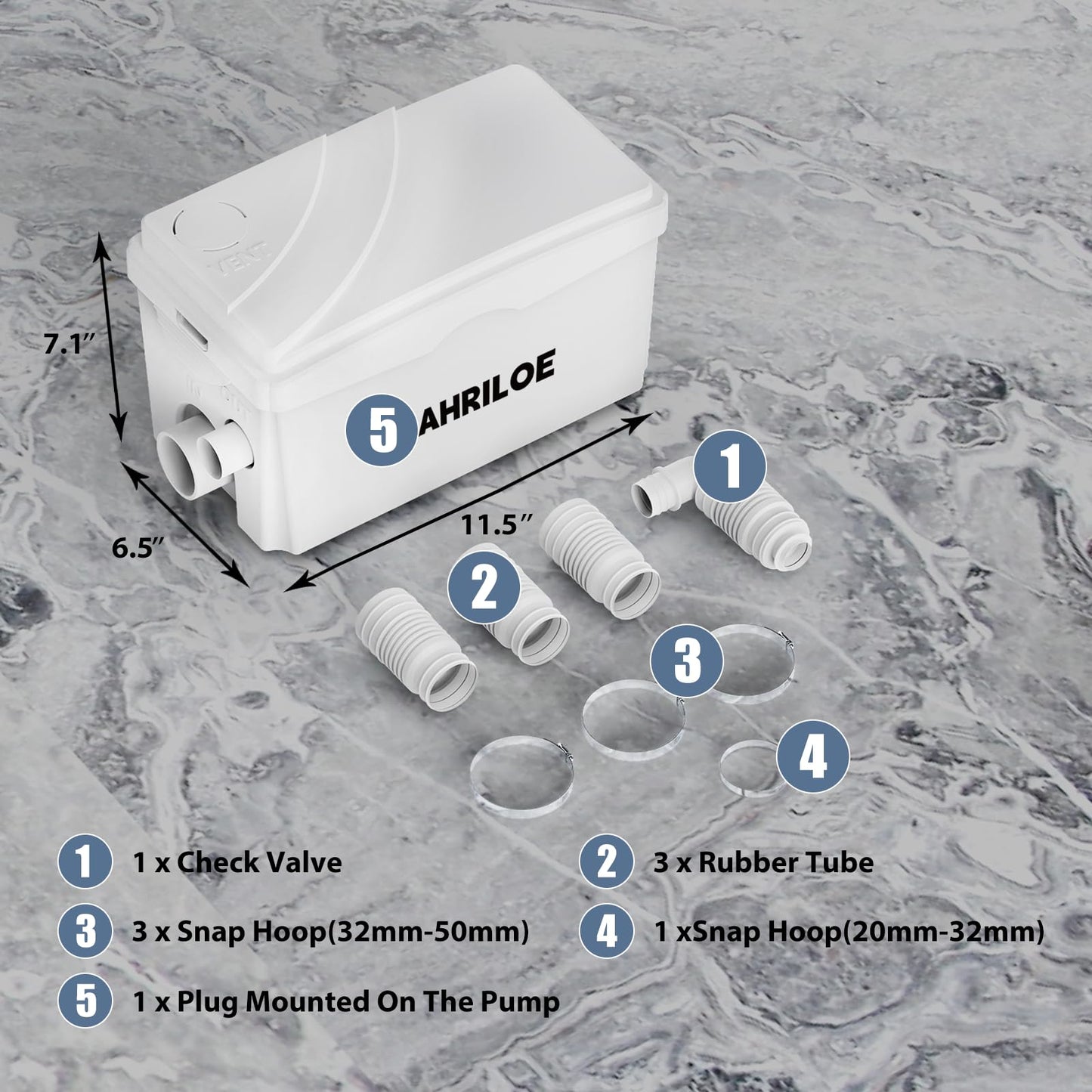 450W Sink Pump, Macerator Pump with 3 Inlets/1 Outlets, Sewage Pumps for Sink, Laundry, Basement (Not for Toilet)