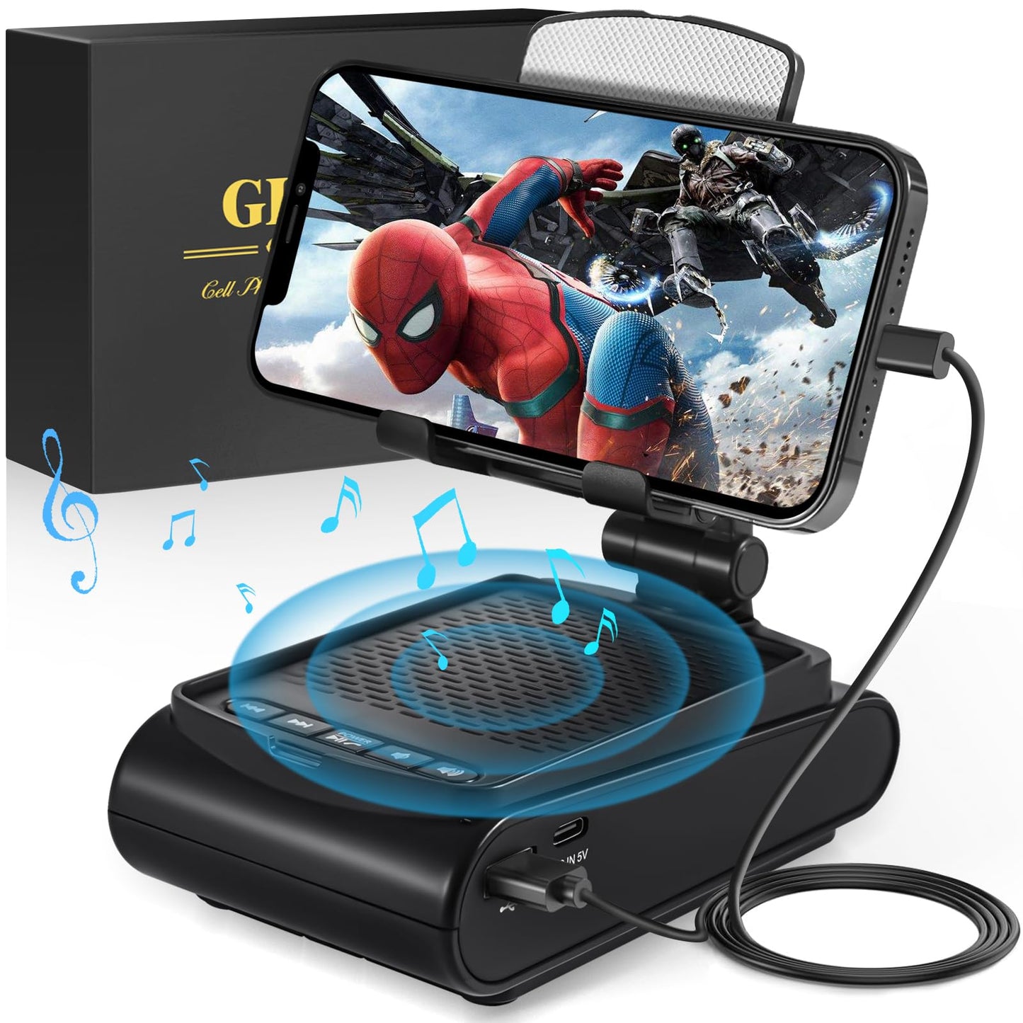 GLOPUS Birthday Gifts for Men, Cell Phone Stand with Wireless Bluetooth Speaker, Mens Gift for Birthday Gifts for Him Husband Boyfriend, Dad Gifts for Fathers Day, Cool Gadgets for Men
