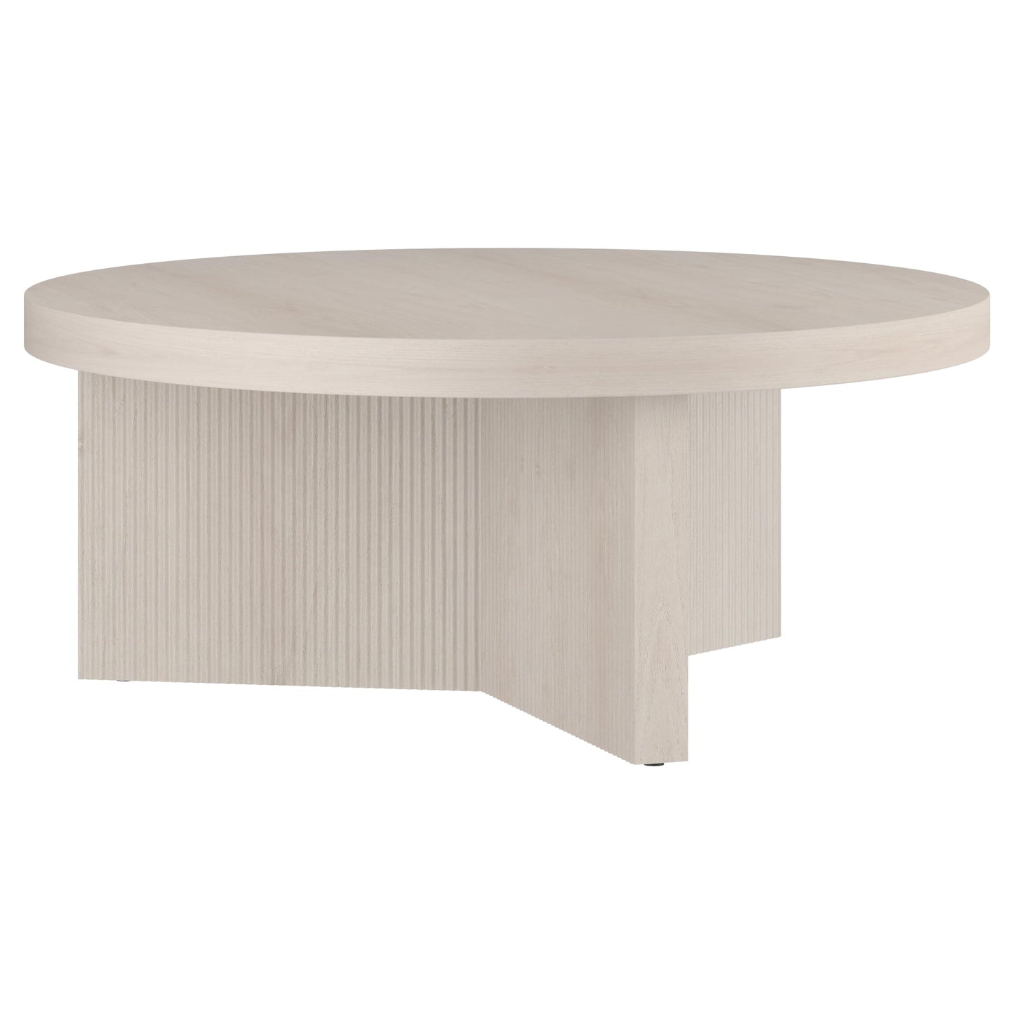 Henn&Hart 36" Wide Round Coffee Table in Beech White, for Home, Living Room, Bedroom, Entertainment Room, Office