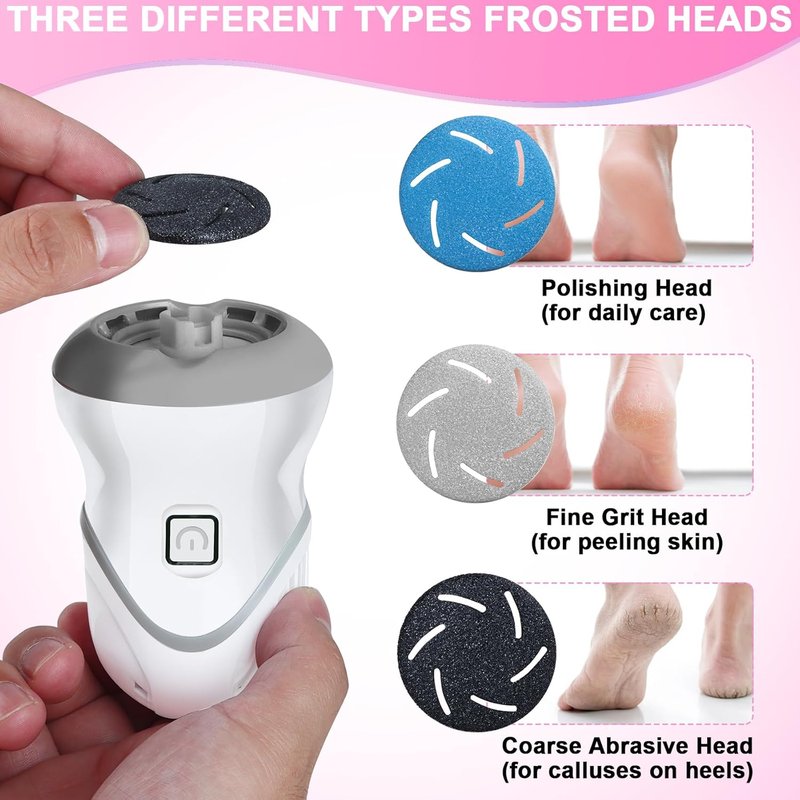 Electric Foot Callus Remover - Rechargeable Pedicure Tool with 2 Speeds & 6 Grinding Heads | Portable Foot File for Cracked Heels