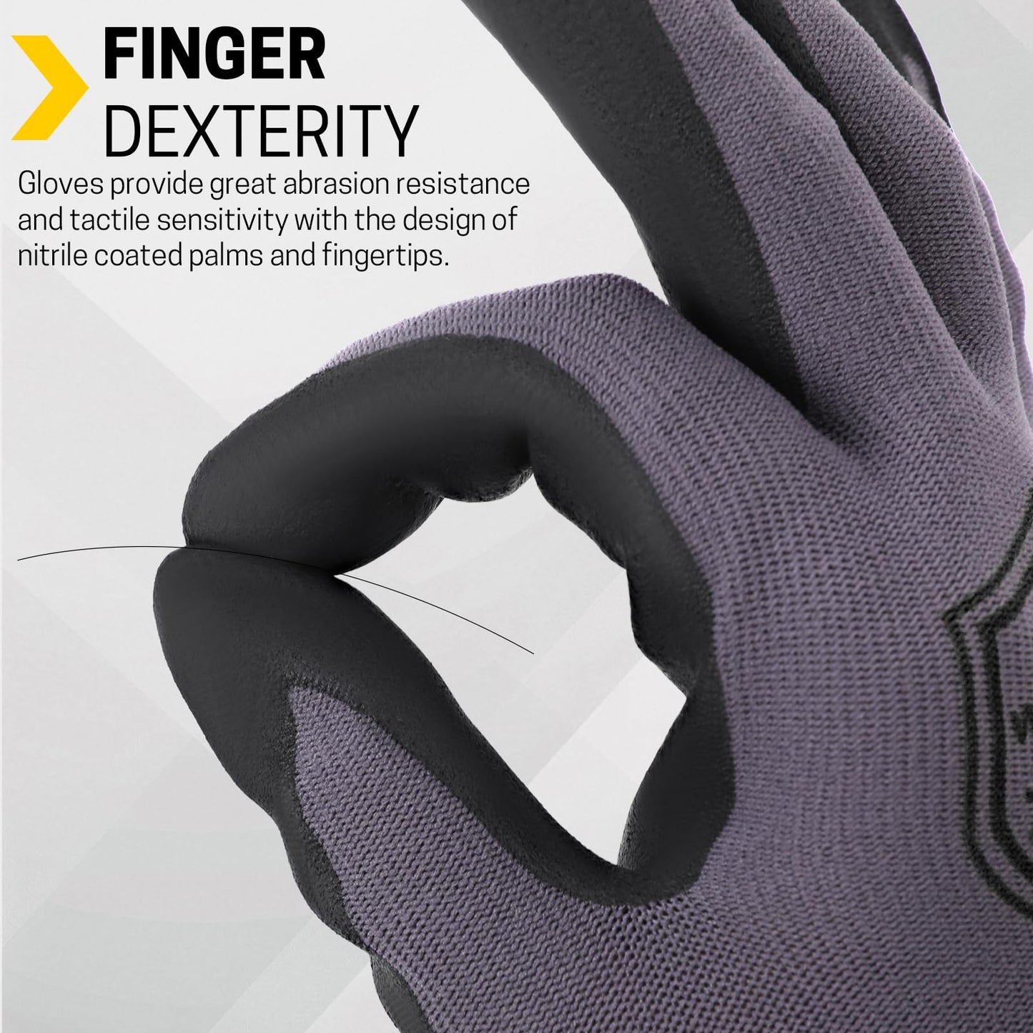 FURWEY Safety Work Gloves,16 Pairs Micro-Foam Nitrile Coated Glove for Men and Women, Touchscreen, Ideal for Warehouse Package Handling，Construction, Gardening, Medium