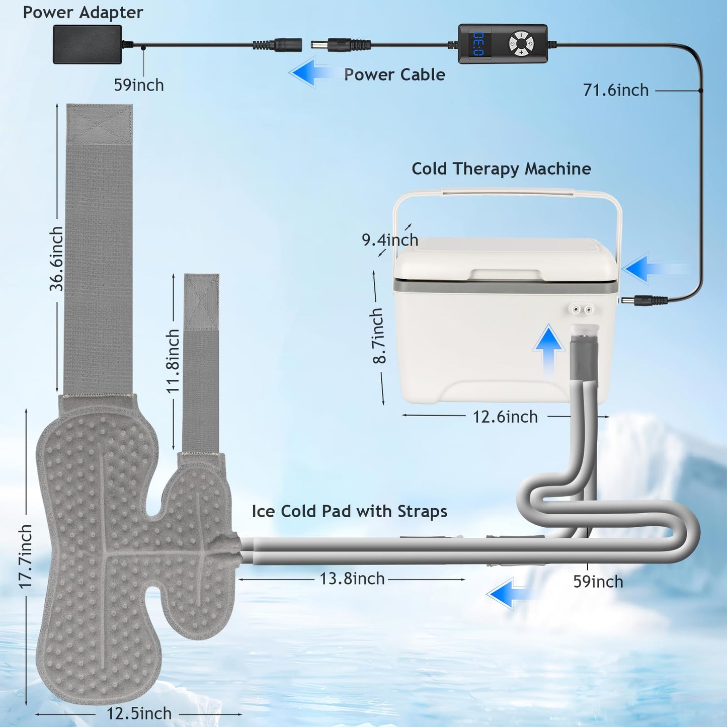 Cold Therapy Machine for Shoulder After Surgery, Shoulder Ice Machine Post Surgery, Ice Machine for Shoulder After Surgery with Leak-Proof Design,Timer, 5-Level Flow, 9 QT