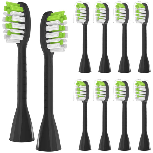 Toothbrush Replacement Heads Compatible with Philips One Series Sonicare Toothbrush HY1200/06 BD1003/AZ, Soft Bristles, Black, Pack of 10