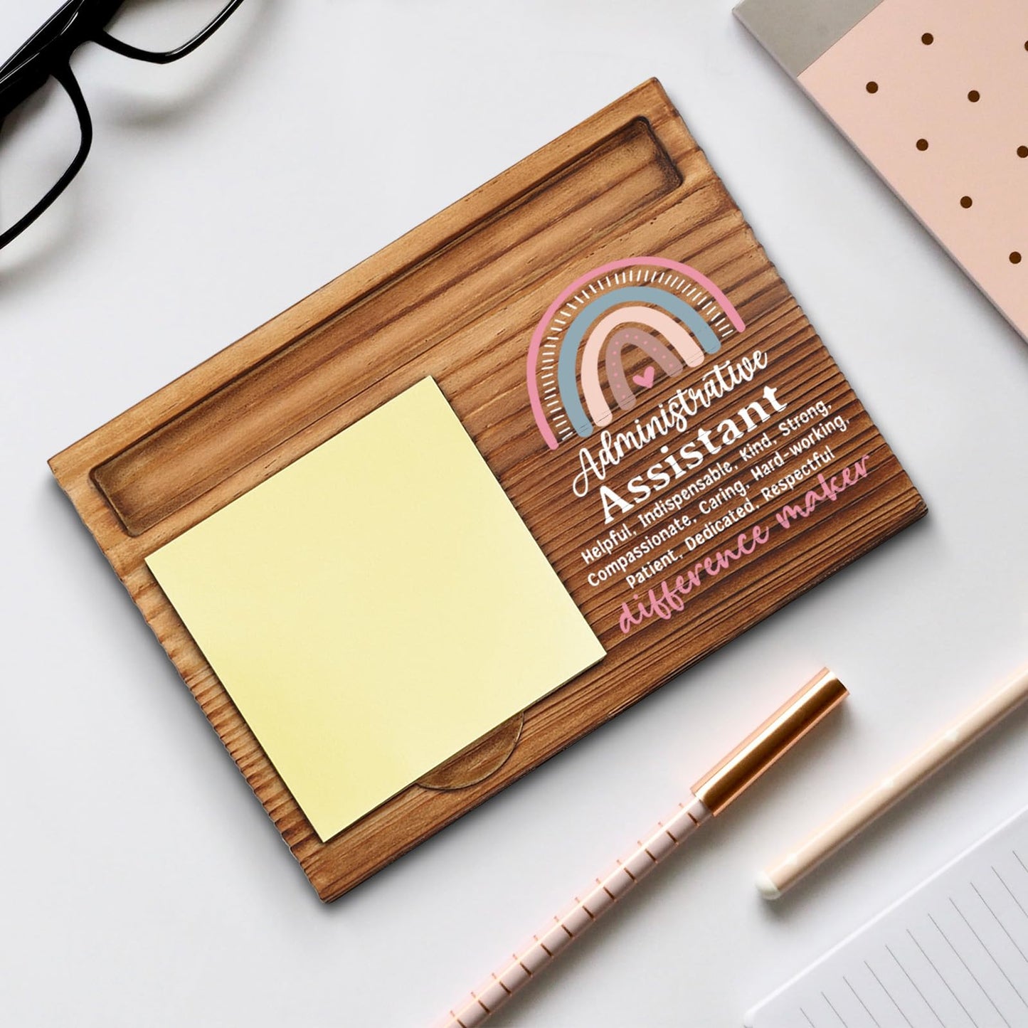 Administrative Assistant Sticky Note Holder, Administrative Assistant Office Decor Gifts, Administrative Assistant Thank You Appreciation Gifts for Women Self-Stick Note Pad Holders WPP11