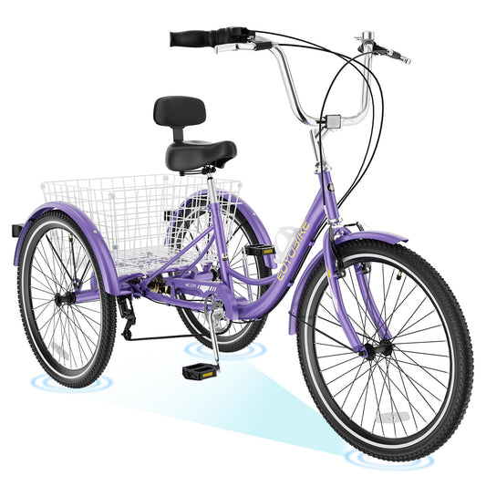 ABORON Adults Tricycle, 3 Wheels Bike for Adult, Tricycle for Adults, Double-Wall Wheel Rims, Tricycle for Women Men Exercise Outdoor Sports (Purple-Upgrade, 20"/ 7 Speed)