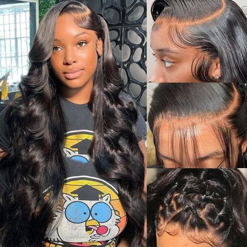 IWISH 5x5 Closure Wigs Human Hair Body Wave Lace Front Wigs Human Hair Pre Plucked for Black Women 180% Density Brazilian Virgin Hair Glueless Wigs 18 Inch