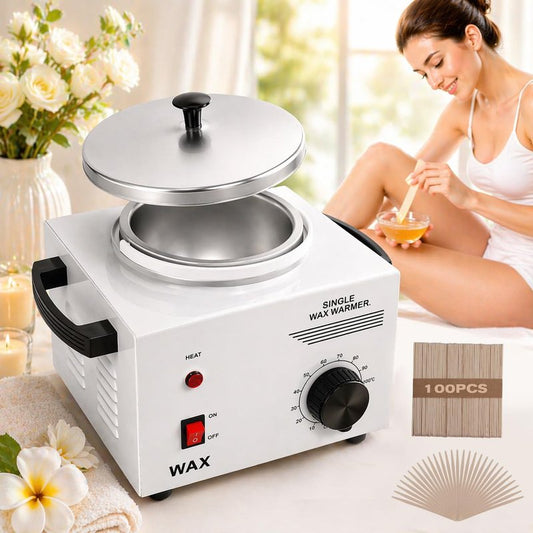 Podoy Wax Warmer for Hair Removal, Professional Single Wax Warmer Pot Melter Heater with Adjustable Temperature Set, Home Spa & Salon Electric Waxing Machine with 200pcs Sticks