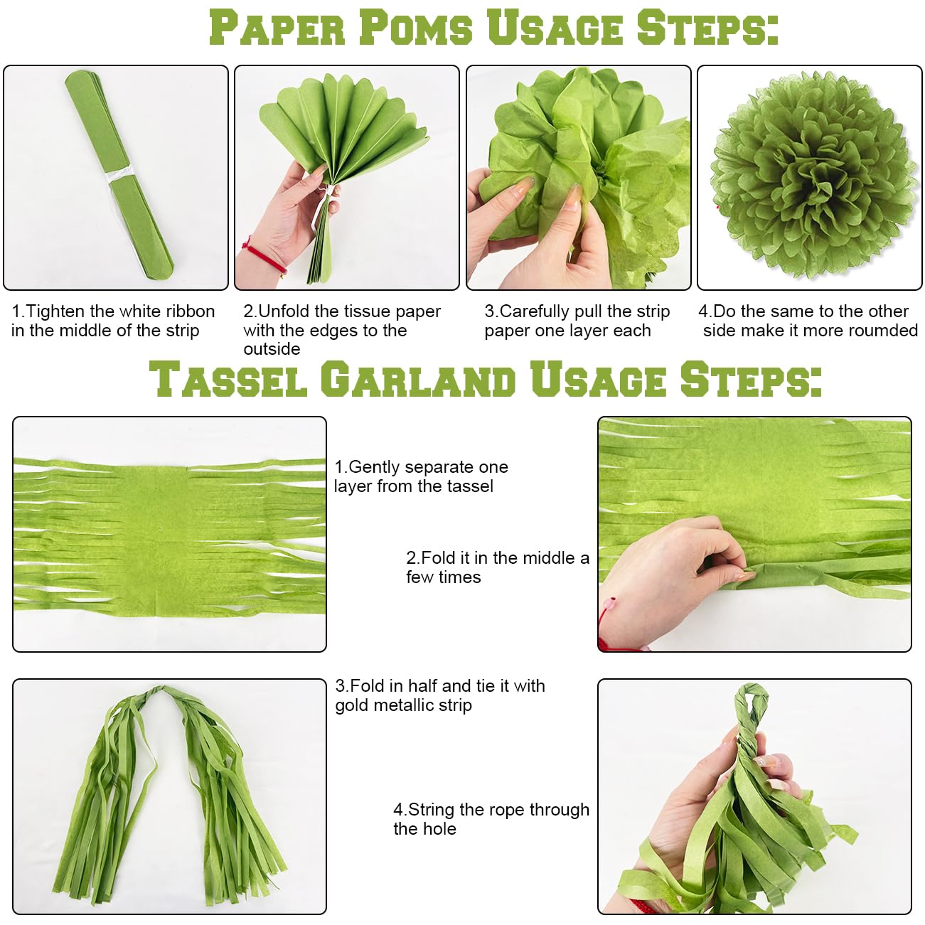 Sage Green Party Decorations Birthday Party Decorations Bridal Shower Balloons Paper Pompoms Fringe Curtain for Birthday Baby Shower Bridal Shower Supplies