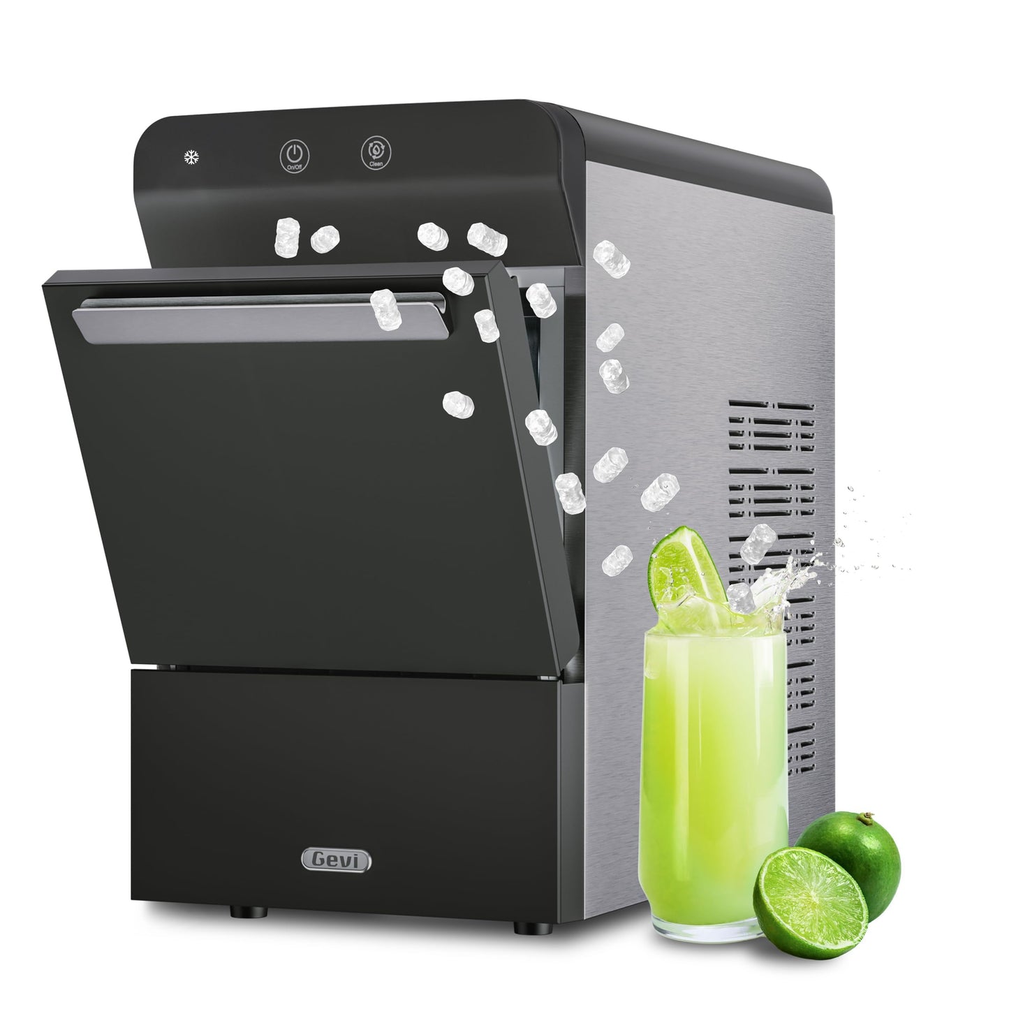 Gevi V2.0 Nugget Ice Maker, 38lbs/24H Countertop Pellet Ice Machine with Self-Cleaning, Energy-Efficient, Chewable Pebble Ice Maker for Home Kitchen, Office, Great Gift