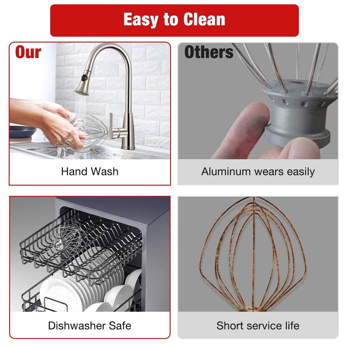 KN211WW Stainless Steel 11-Wire Whip Attachment for KitchenAid Bowl-Lift Mixer 7 Quart Bowl, Stainless Steel Whisk Replacement for Kitchen Aid Mixer, Dishwasher Safe, Egg Heavy Cream Beater.