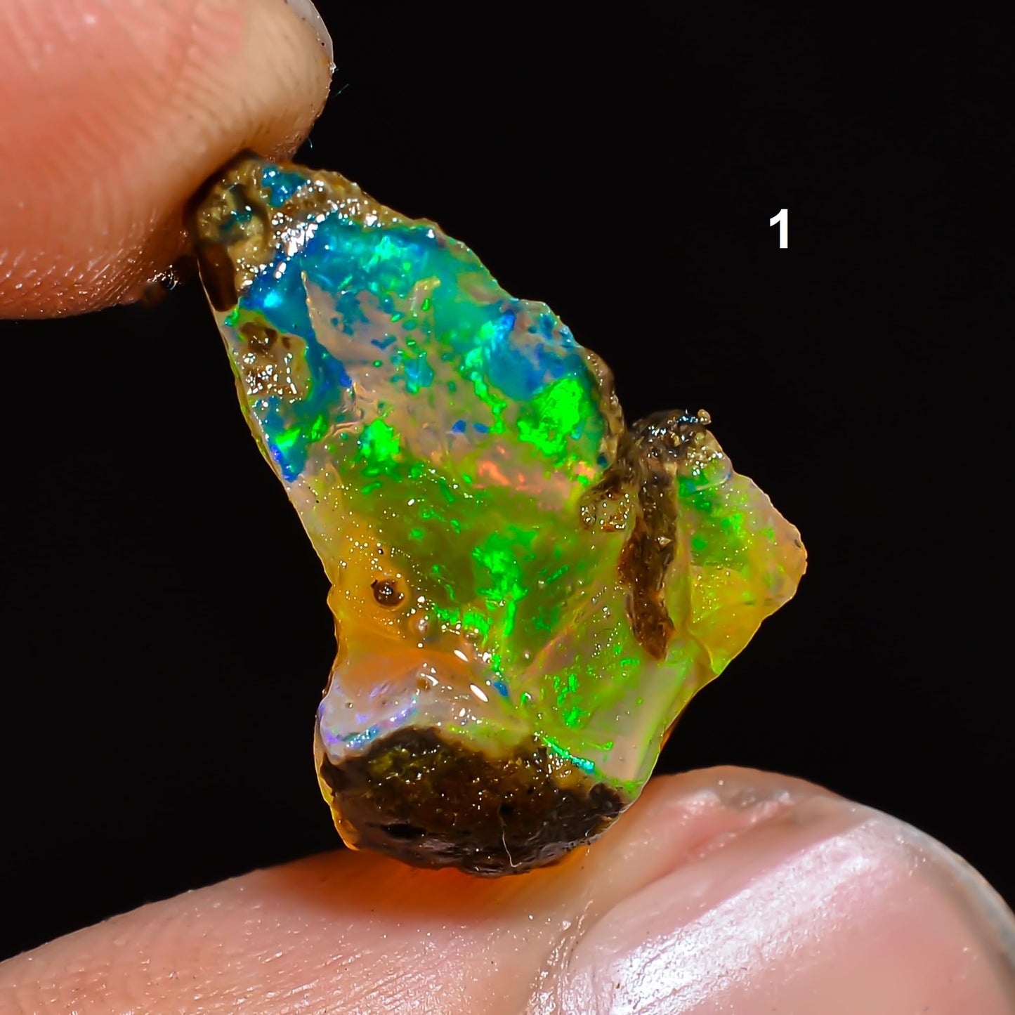 AAAA+ Natural Ethiopian Welo Opal Rough Stone – Ultra Fire Striking Raw Crystal | Handpicked Opal Rock for Jewelry Making | October Birthstone Gemstone (3.2 Carat)