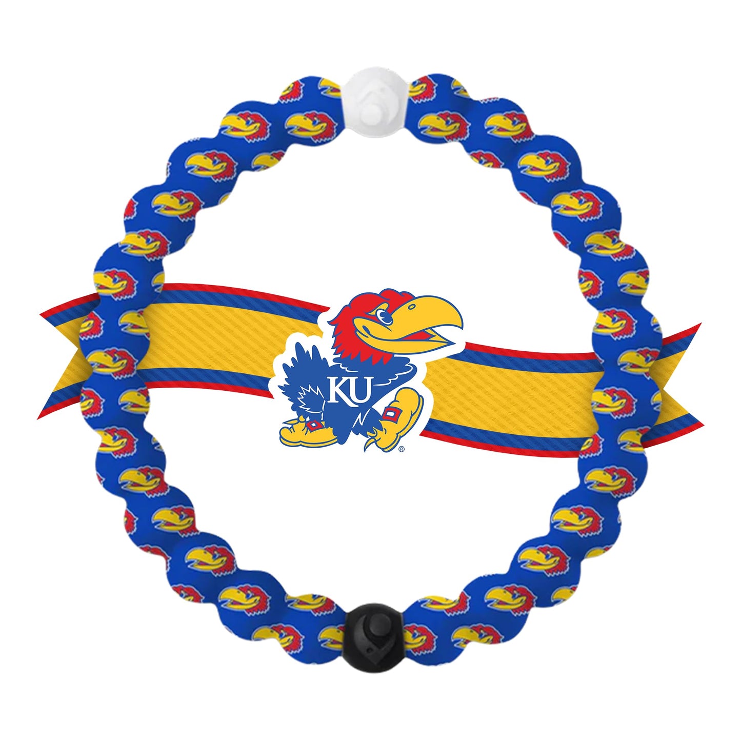 Lokai Collegiate Silicone Beaded Bracelet for Women & Men, University of Kansas - Medium, 6.5 Inch Circumference - Silicone Jewelry Fashion Bracelet Slides-On for Comfortable Fit
