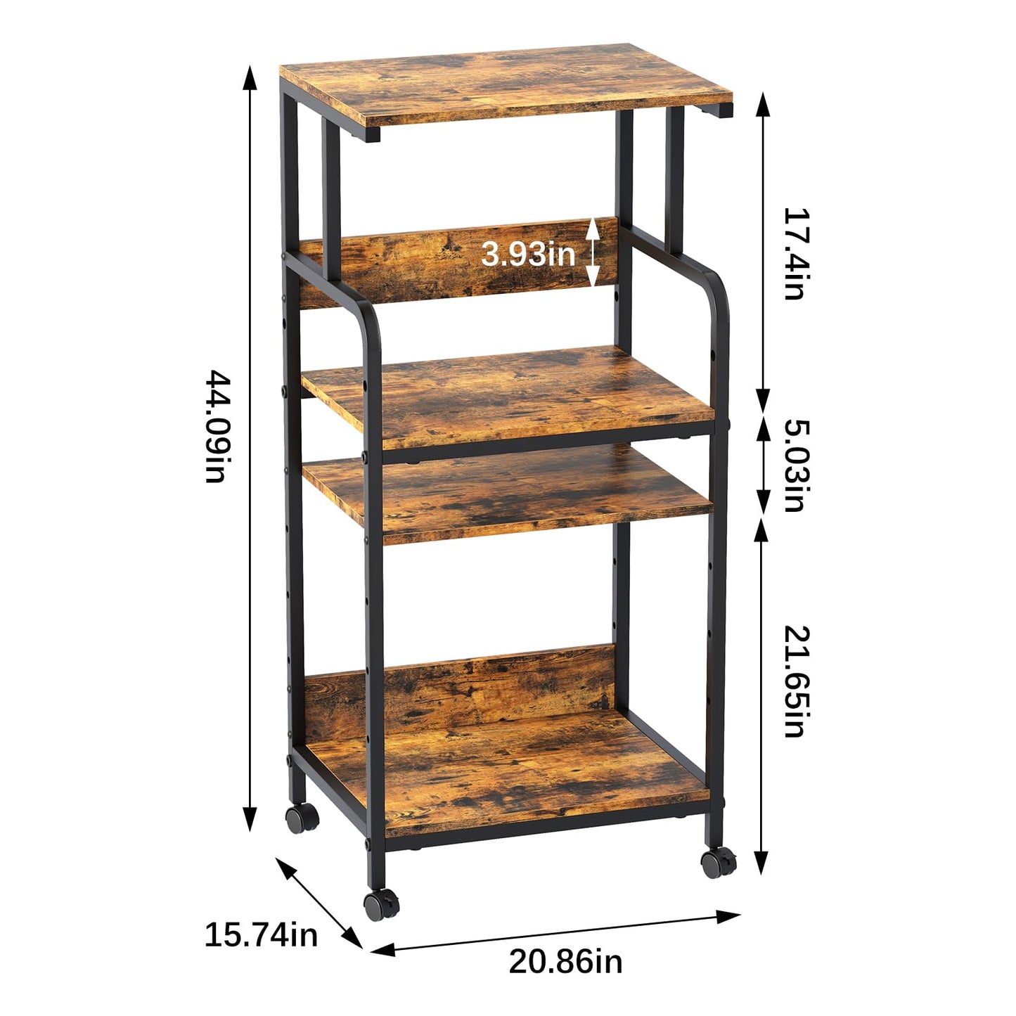 Arbuxzuy 4 Tier Printer Stand with Storage Shelf, Large Tall Printer Cart with Wheels, Mobile Printer Table for Home Office, Adjustable Stands for Printer Heat Press Scanner Fax (Brown), High