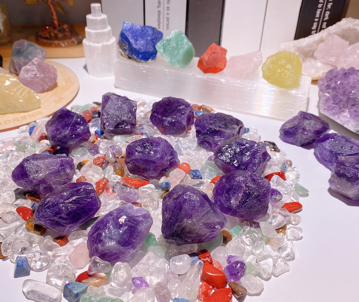 0.9 lbs Amethyst Crystals Raw Healing Crystal Large 1" Stones Bulk Gemstones Rocks for Tumbling Cabbing Fountain Decoration Polishing Wicca Reiki 400G Rough Quartz