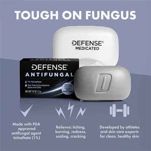 Defense Soap Antifungal Medicated Bar Soap, Tea Tree Body Wipes (40 Count) 2 Pack, & Body Wash 12 oz 2 Pack - Natural Shower Gel
