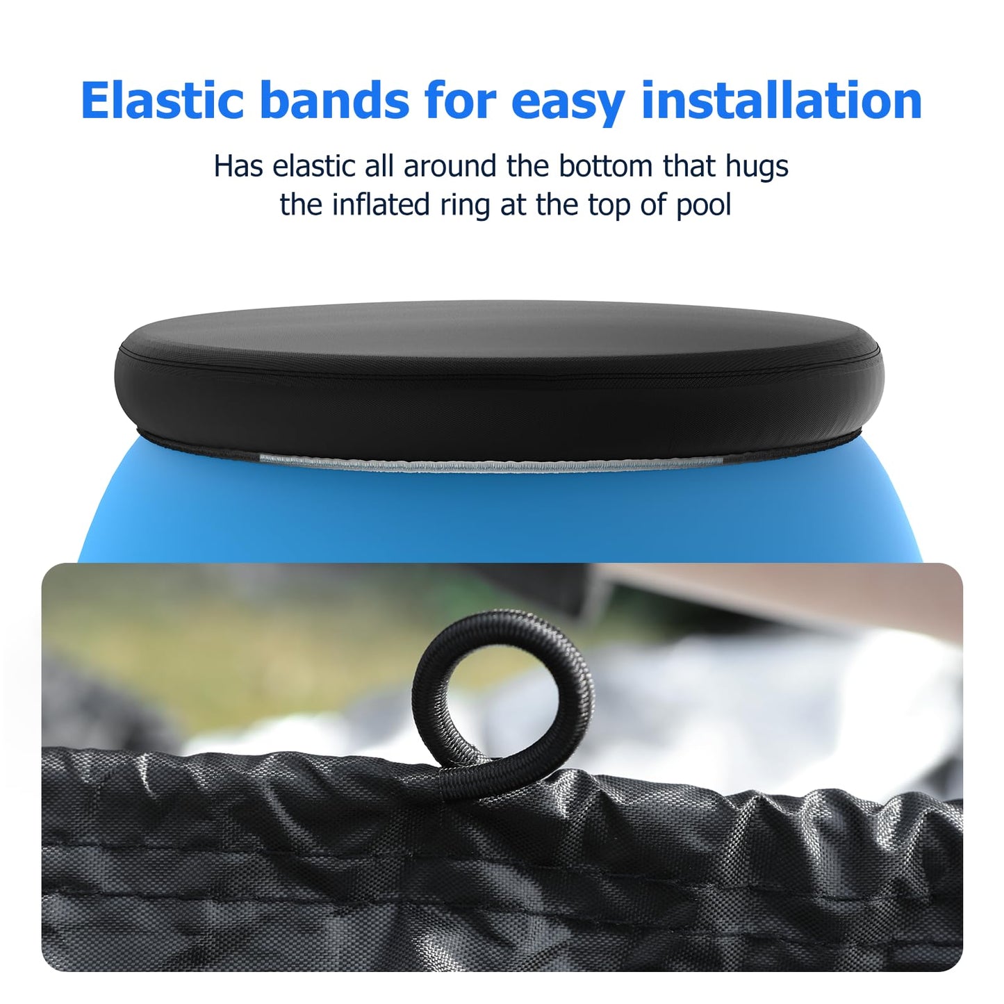 13 ft Round Pool Cover, Compatible with Intex/Bestway Outdoor Round Inflatable Above Ground Swimming Pool, Elastic Bands for Easy Installation, No Drain Holes, Prevent Leaves, Debris and Dust