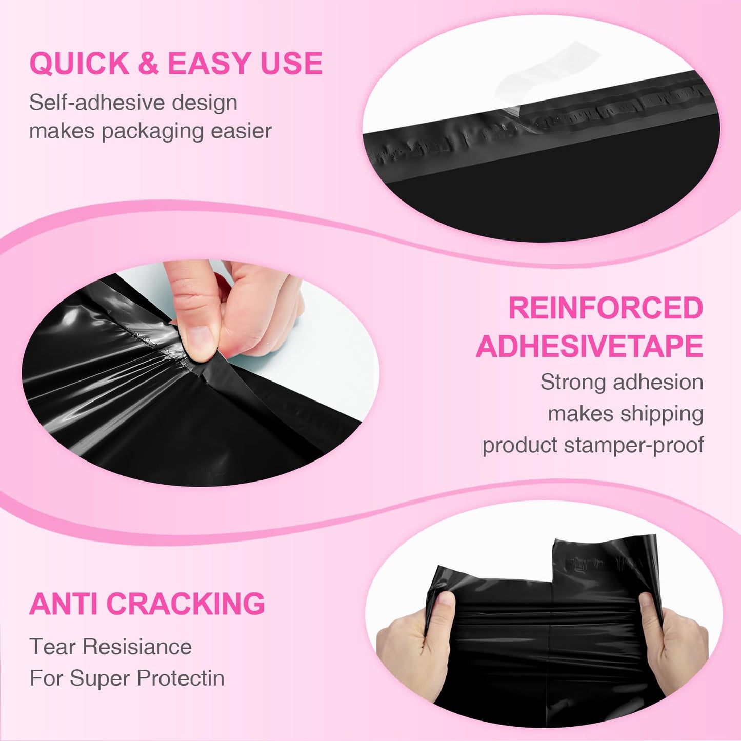 Metronic Poly mailers 12x15.5'' 100pcs with 4x6 Thermal Labels 100 Labels, Strong Adhensive Shipping Bags for Clothing,Waterproof Shipping Envelopes Mailing Bags for Small Business,Black