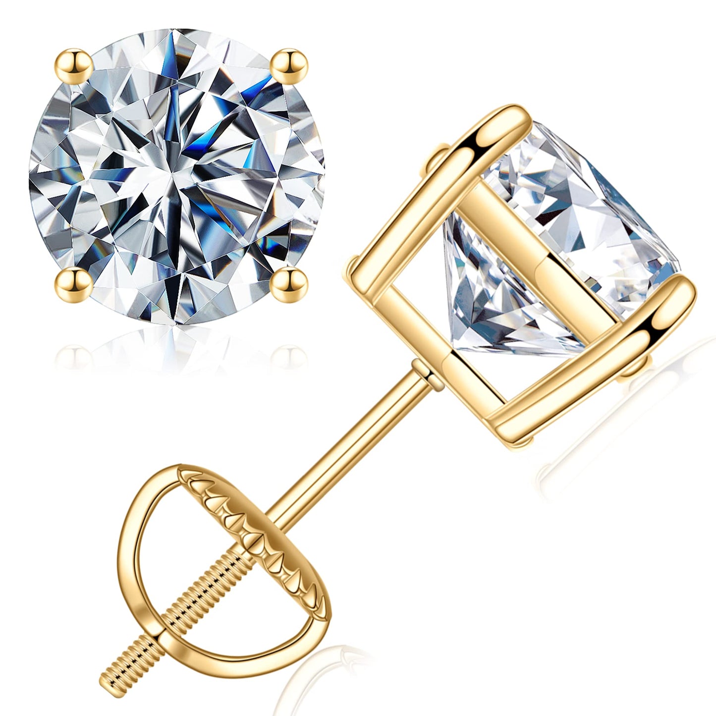SMILEST Moissanite Earrings for Men Women, 1ct Lab Created Stud Earring Moissanite Earrings Screw Back Mens Stud Anniversary Birthday Gifts for Her Wife