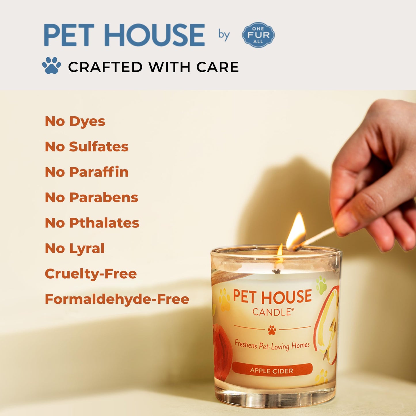 One Fur All Pet House Fall Candles, Long Lasting, Clean Burning, Soy Wax Scented Candles for Pet Odor, Falling Leaves