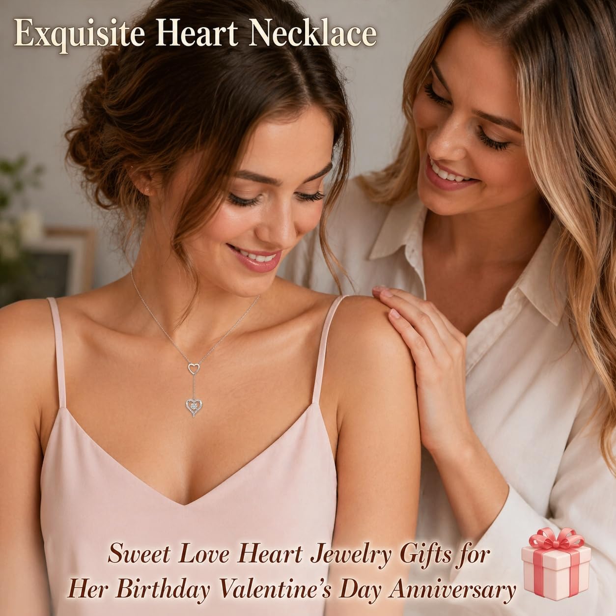 YYB Y Necklace Heart Pendant Lariat Necklace for Women 925 Sterling Silver Drop Necklaces Christian Jewelry Birthday Anniversary Mothers Day Gifts for Mom Sister Girlfriend