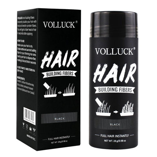 VOLLUCK Hair Fibers for Thinning Hair, Instant Coverage Hair Building Fibers for Women and men, Natural Hair Powder for Conceal Hair Loss 28 g (Black)
