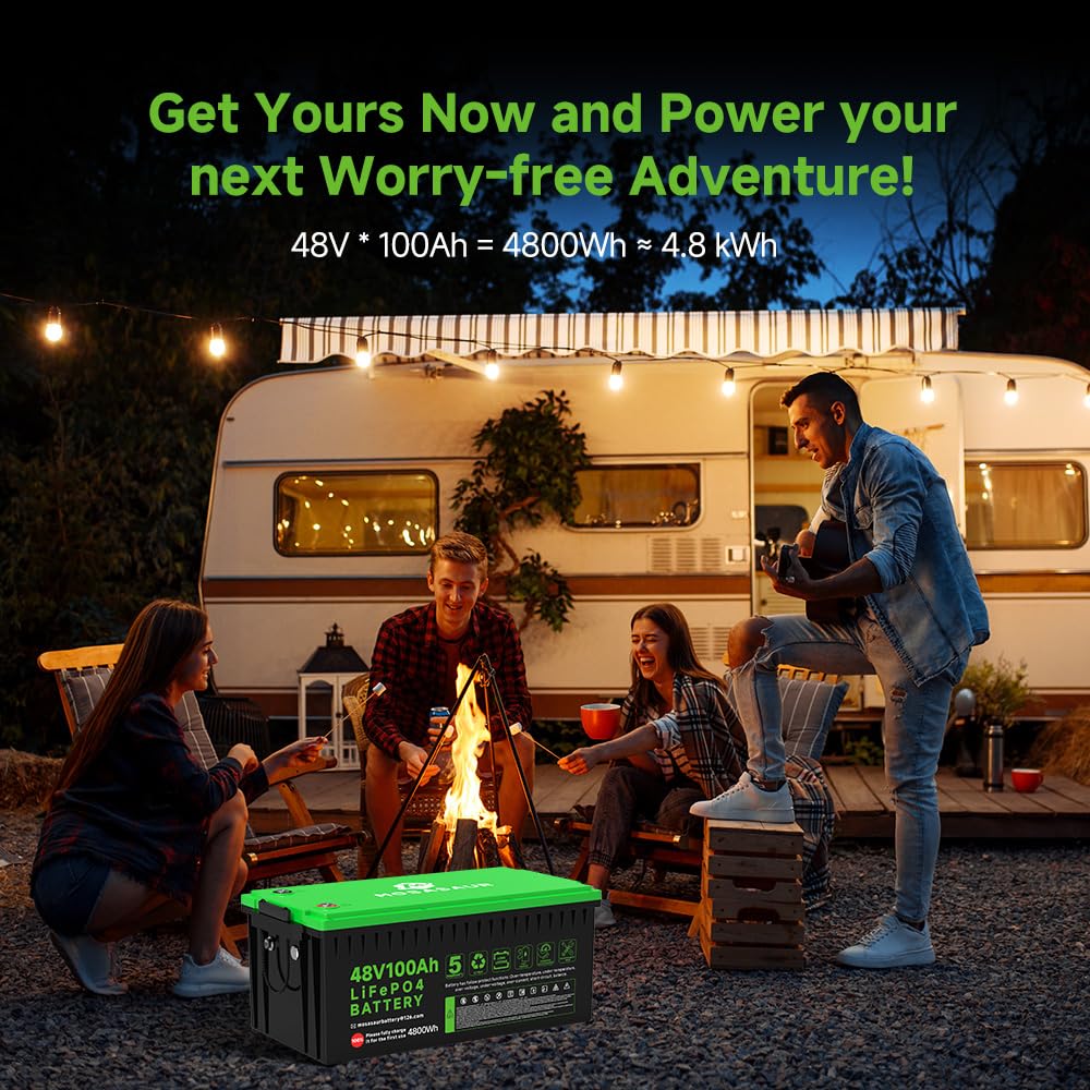 Mosasaur 48V 100Ah LiFePO4 Golf Cart Battery, 10.24kW Peak Power & 4000+ Cycles, Built-in 200A BMS | with 48V 20A Lithium Battery Charger, LCD Screen & APP Monitoring | for Golf Carts, RV, Marine
