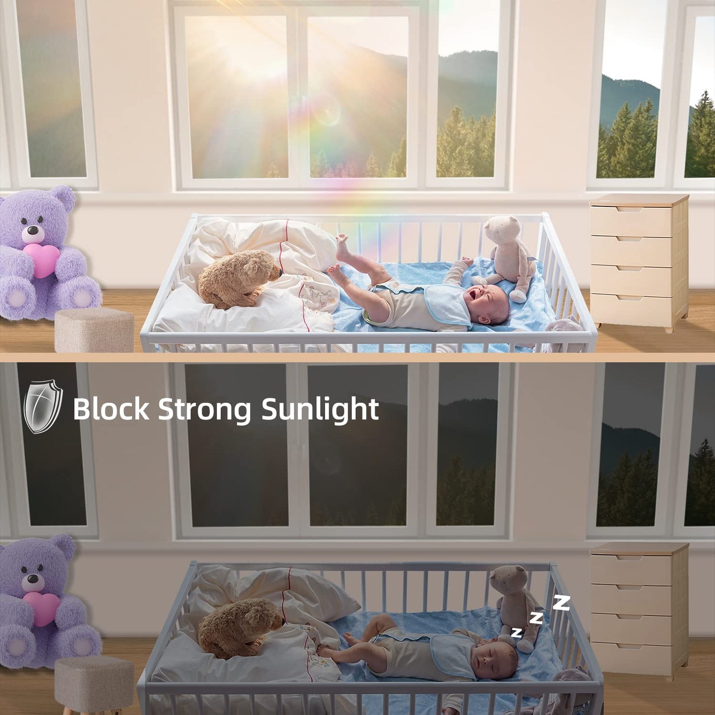 One Way Privacy Window Film Sun Blocking, Heat Blocking Window Tint for Home See Out But Not in, Static Cling & Anti UV, Black-Silver,35.4 Inch x 393.7 Inch