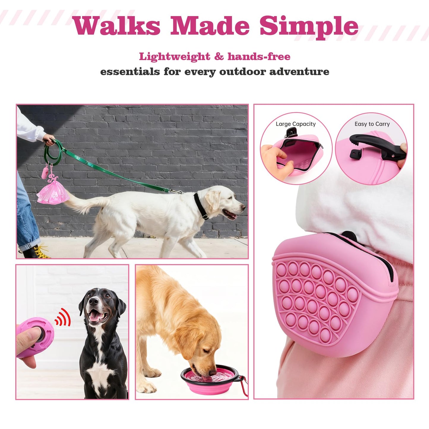 WILDOMS Puppy Supplies Starter Kit – Puppy Essentials and Dog Stuff Set for Small Dogs, Includes Bowls, Toys, Toothbrush, Treat Pouch and More, Welcome Home Gifts for Your New Puppies - Pink