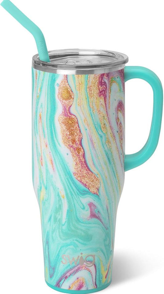 Swig Life 40oz Mega Mug, 40 oz Tumbler with Handle and Straw, Cup Holder Friendly, Dishwasher Safe, Extra Large Insulated Tumbler, Stainless Steel (Wanderlust)