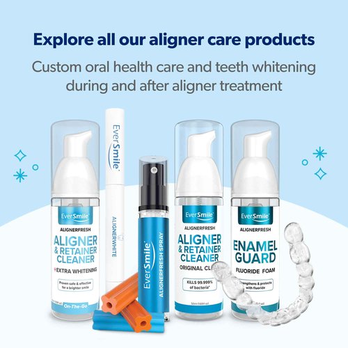 EverSmile AlignerFresh Original Clean Foam – Cleaner Compatible w/Invisalign and All Clear Aligners & Retainers – Eliminates Bacteria, Whitens Teeth, Fights Bad Breath – 50ml (4 Pack)
