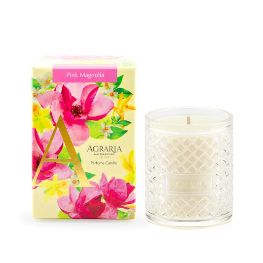 Agraria Pink Magnolia Scented Candle, 7 Oz, 40-50 Hours Flicker Time, Fresh Alluring Magnolia Home Decor, Warm Floral Luxury Candles for Home