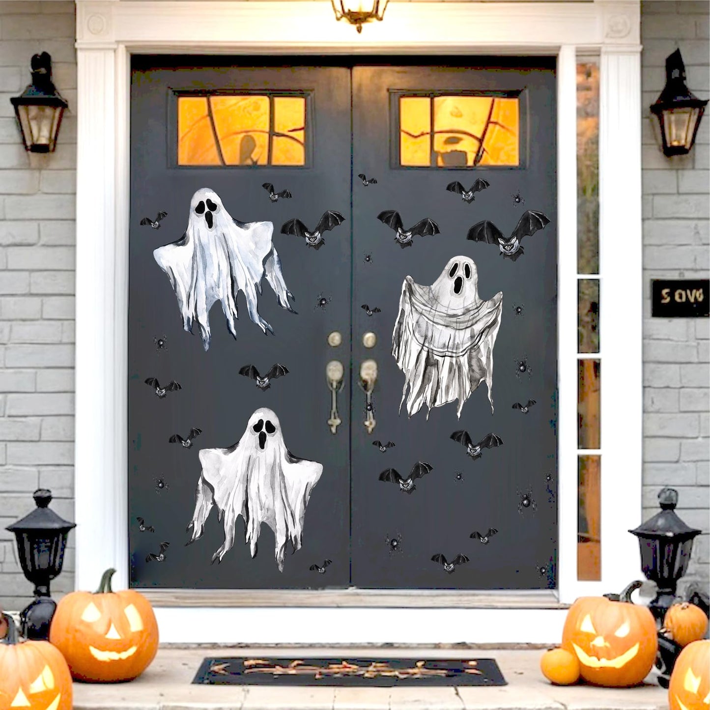 Halloween Wall Decoration Stickers Large Bats Ghost Wall Decals Decoration Peel and Stick Halloween Party Indoor Decor Supplies Happy Halloweens Vinyl Decals for Haunted House Window Winter Hoilday