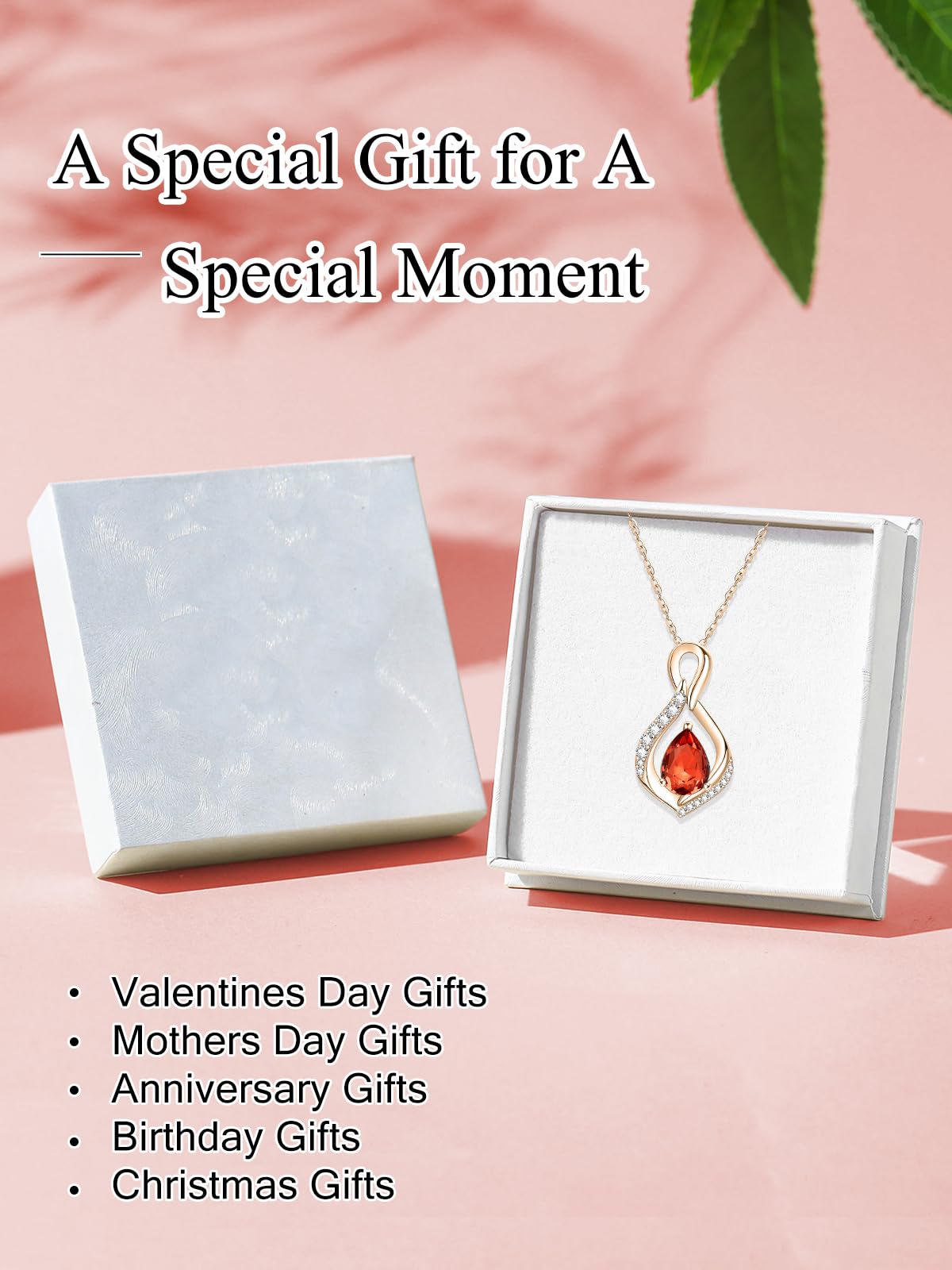JIYVY32 Created Ruby Infinity Necklace for Women July Birthstone Necklaces Rose Gold Plating Anniversary Birthday Gifts for Wife Her Mom Girlfriend Birthstone Jewelry Gifts for Women