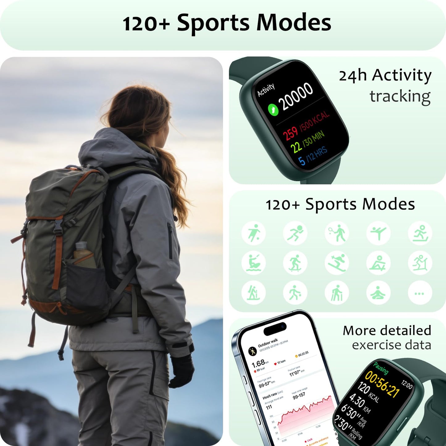 Smart Watch (Answer/Make Call) for iPhone&Android, 1.83" Smartwatches with Sleep Monitor Heart Rate Activity Tracking, IP68 Waterproof, Fitness Tracker 100+Sport, Reloj Inteligente 30 Day+Battery Life