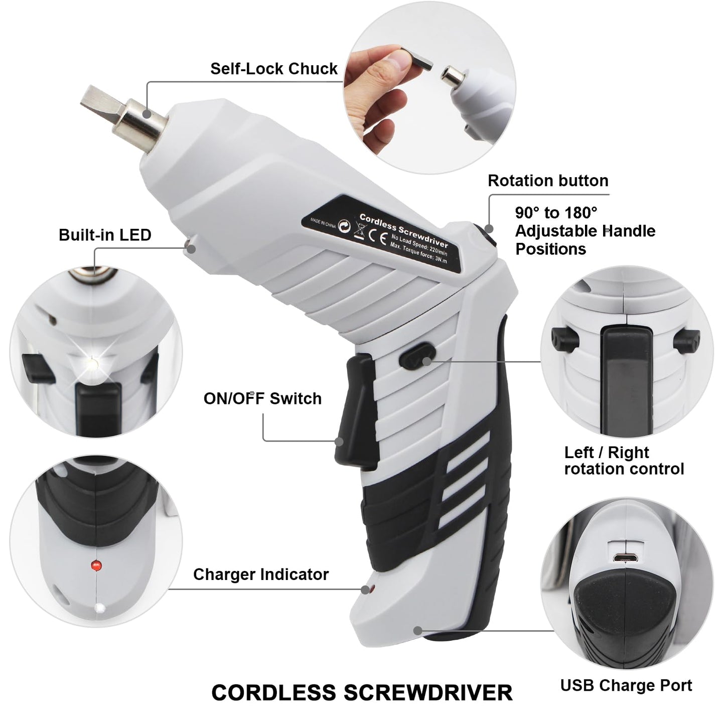 Small Electric Screwdriver, Mini Drill Set, Rechargeable 3.6V Cordless Screwdriver with 47 Driver Bits, Power Tool for Small Projects & Home Use