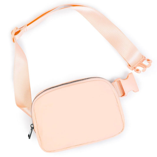 ODODOS Unisex Mini Belt Bag with Adjustable Strap Small Fanny Pack for Workout Running Traveling Hiking, Pale Coral