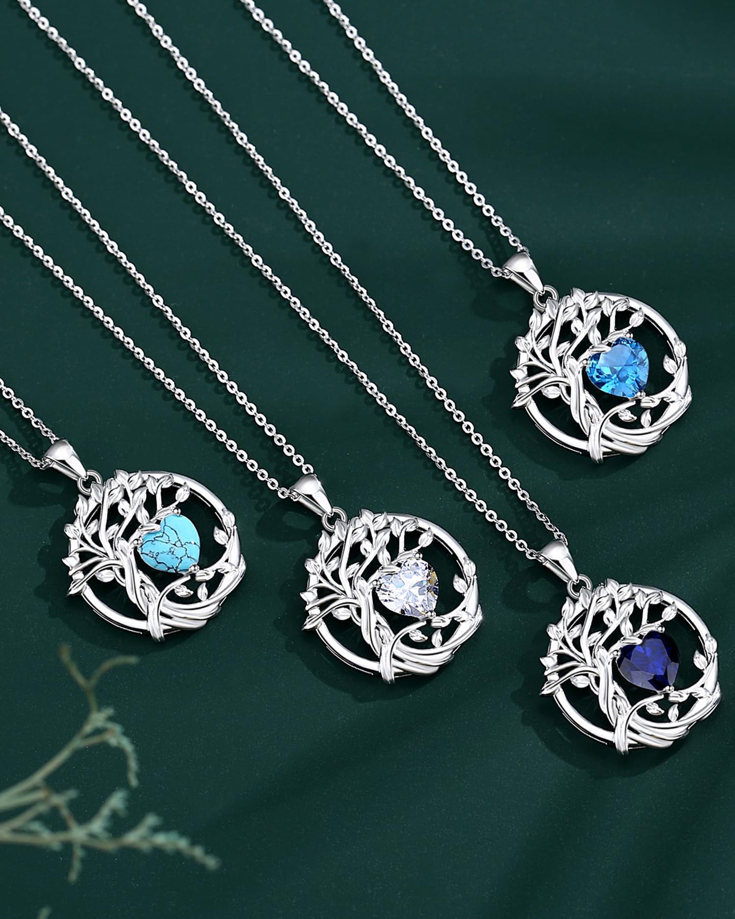 FANCIME Tree of life Birthstone Necklace for Women Sterling Silver Tree Jewelry Sapphire Pendant September Birthday Blue Gemstone Anniversary Christmas Gifts for Girlfriend Wife Mom Her