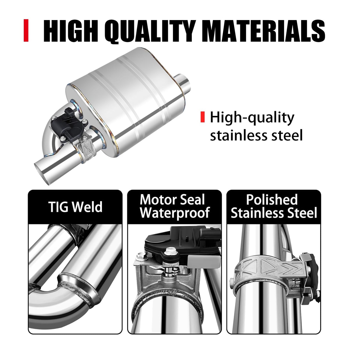 2.5 Inch Valved Muffler Electric Exhaust Cutout with Muffler Cat Back Exhaust System Kit (2pcs)