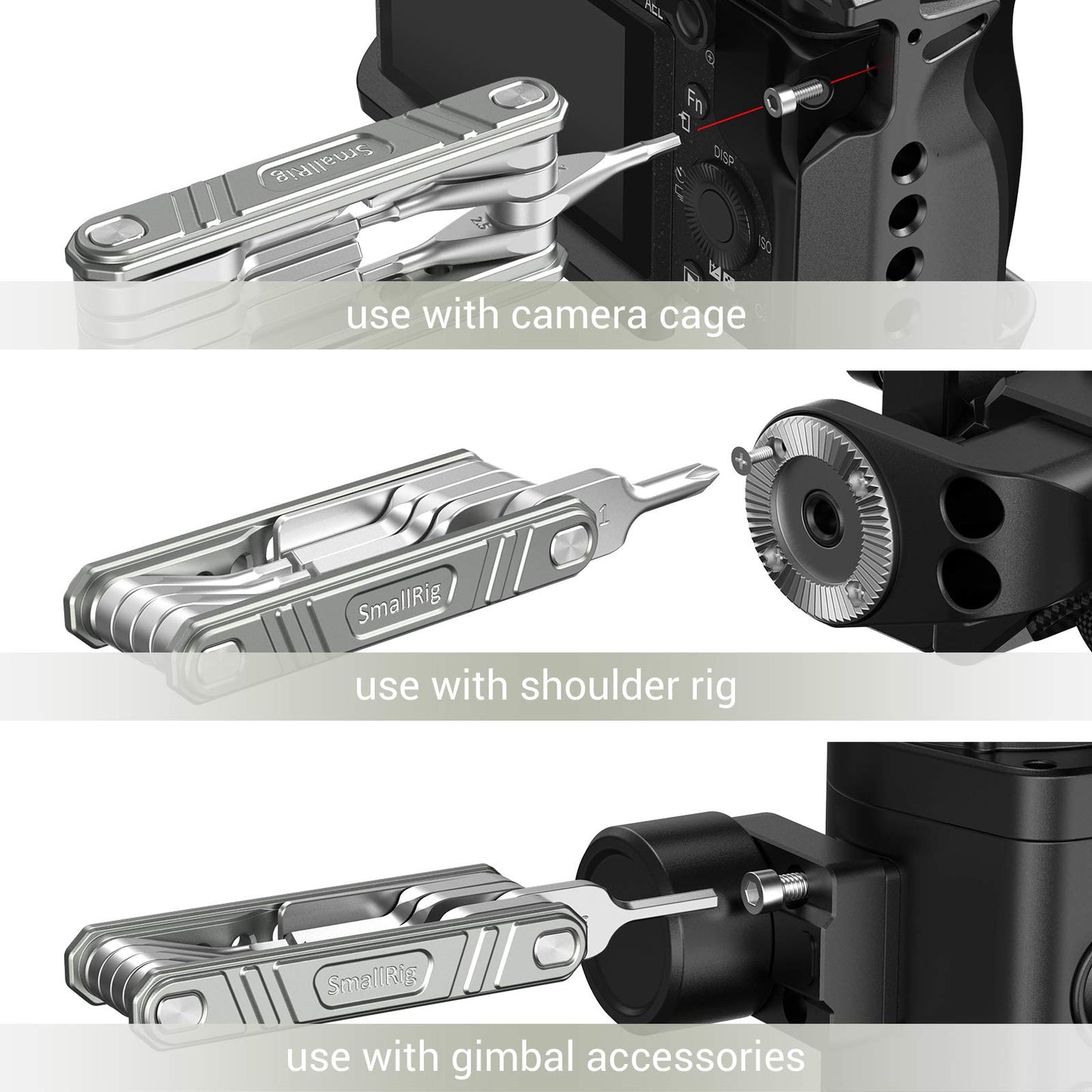 SMALLRIG Universal Folding Tool Multi-Tool for Videographers, Tool Set with Nine Functional Tools Included - TC2713