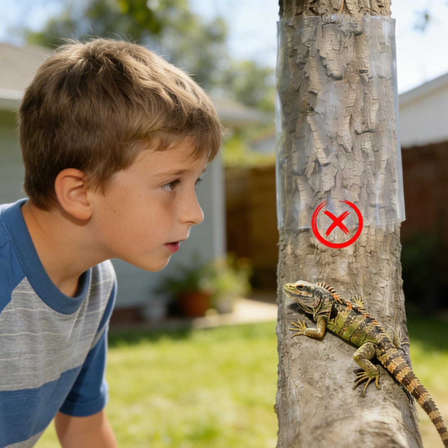noblequest Iguana Tree Wrap for Damaged Bark, Tree Trunk Protector Guard, Anti-Reptiles Climbing Barrier for Trees with PET Tape, Reusable Tree-Safe Guard (60×15.75in)