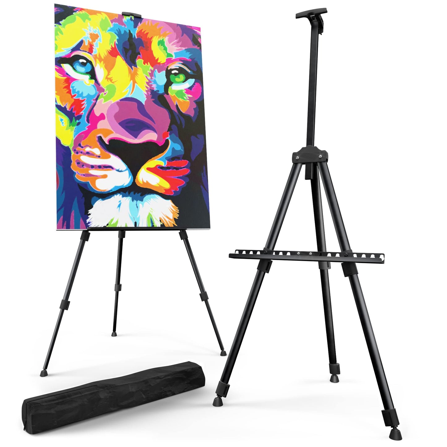 Portable Artist Easel Stand for Painting - Adjustable Height Painting Easel with Bag - Tabletop Art Easel for Painting Canvas Stand, Poster Stand & Wedding Signs Stand - Metal Tripod - 17x66 inches
