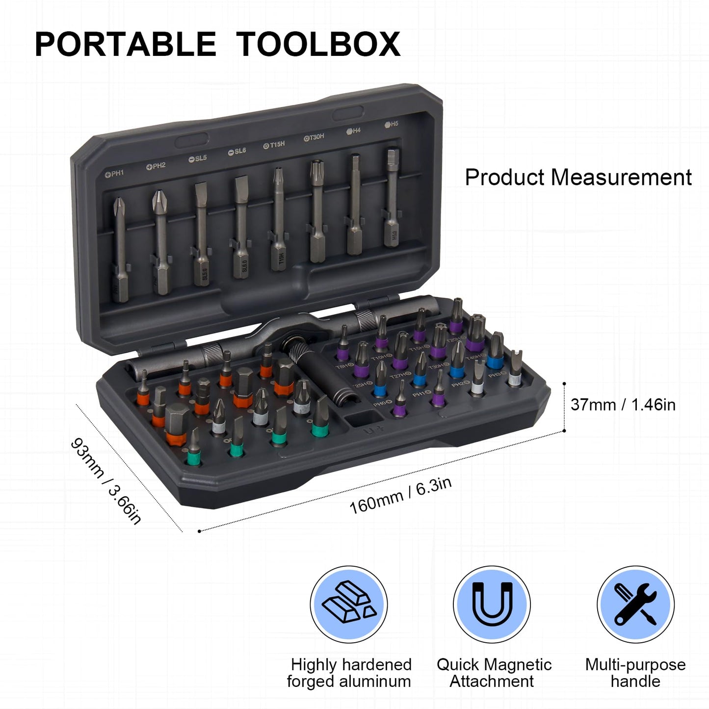 42 in 1 Magnetic Screwdriver Set, DIY Ratchet Screwdriver Set, Multi Bit Screw Driver Set Kit with Case, Handle Detachable, Portable Repair Tool for Electronics, Glasses, Bicycles & Home Repair