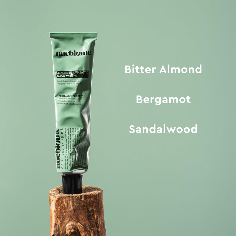 Nuebiome Amaretto Hand Cream, Hand Cream for Women & Men, Lightweight, Fast Drying & Residue-free; 75 mL, Paraben, Cruelty-free & Vegan