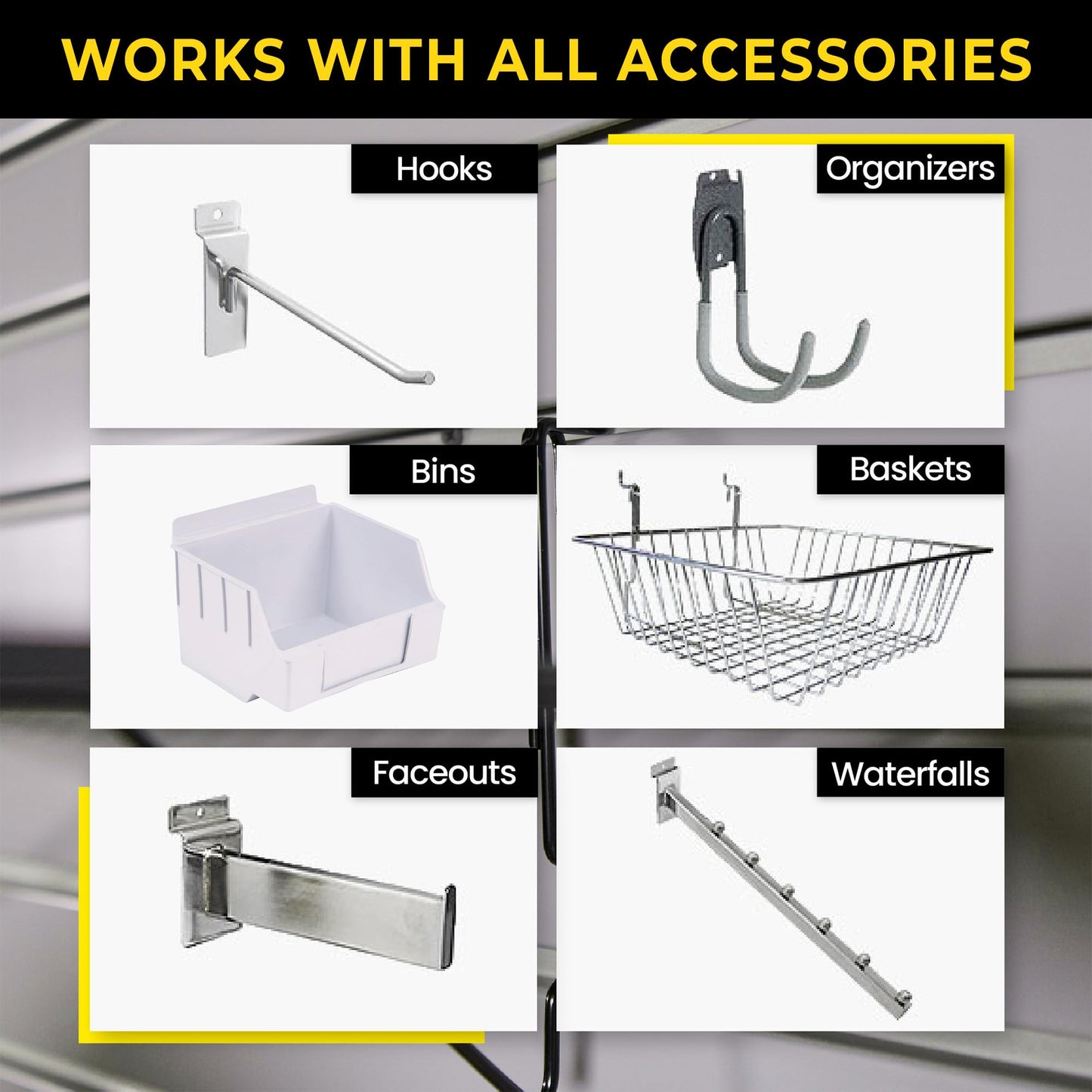 Heavy Duty 4x4 PVC Garage Slatwall Storage System (with Endcaps & Screws) - Modular Slat Wall Paneling for Garage Wall Organizer - Interlocking Slatwall Panels for Home & Commercial Use (Grey)