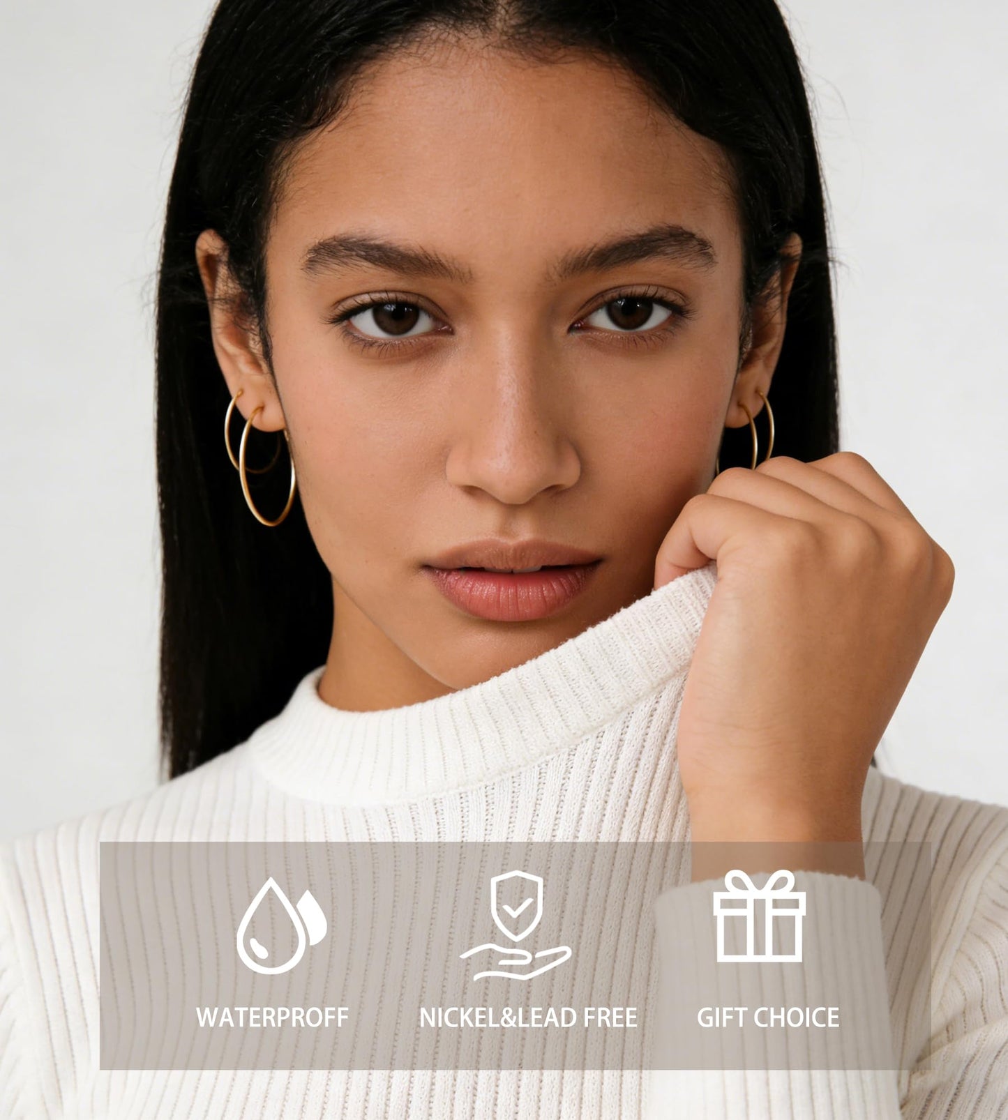 Gold Hoop Earrings Set for Women, 18 Pairs Hypoallergenic Statement Open Pearl Hoops Earring for Multipack, Gold Chunky Hoop Earrings for Women Trendy Jewelry