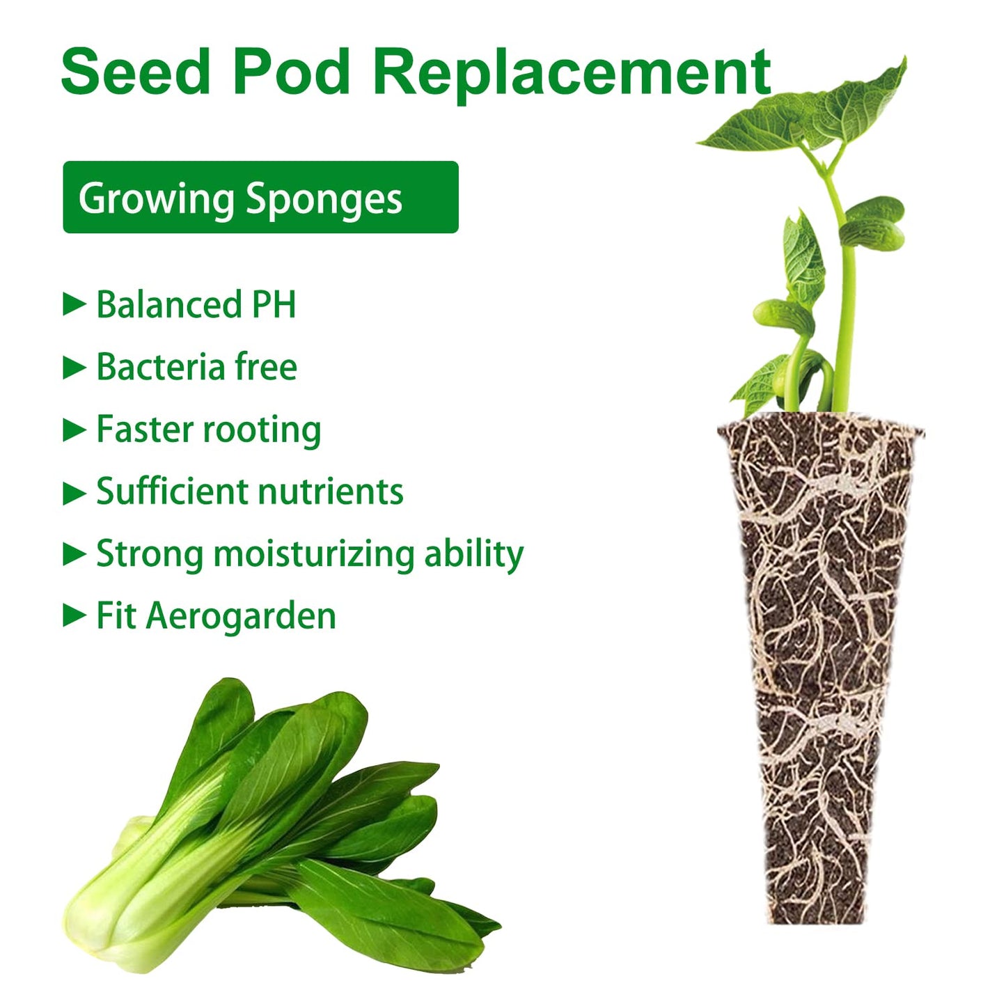 Grow Sponges, Starter Pods Compatible with Aero Garden,Refill Pods for Hydroponic Growing System (100pcs)