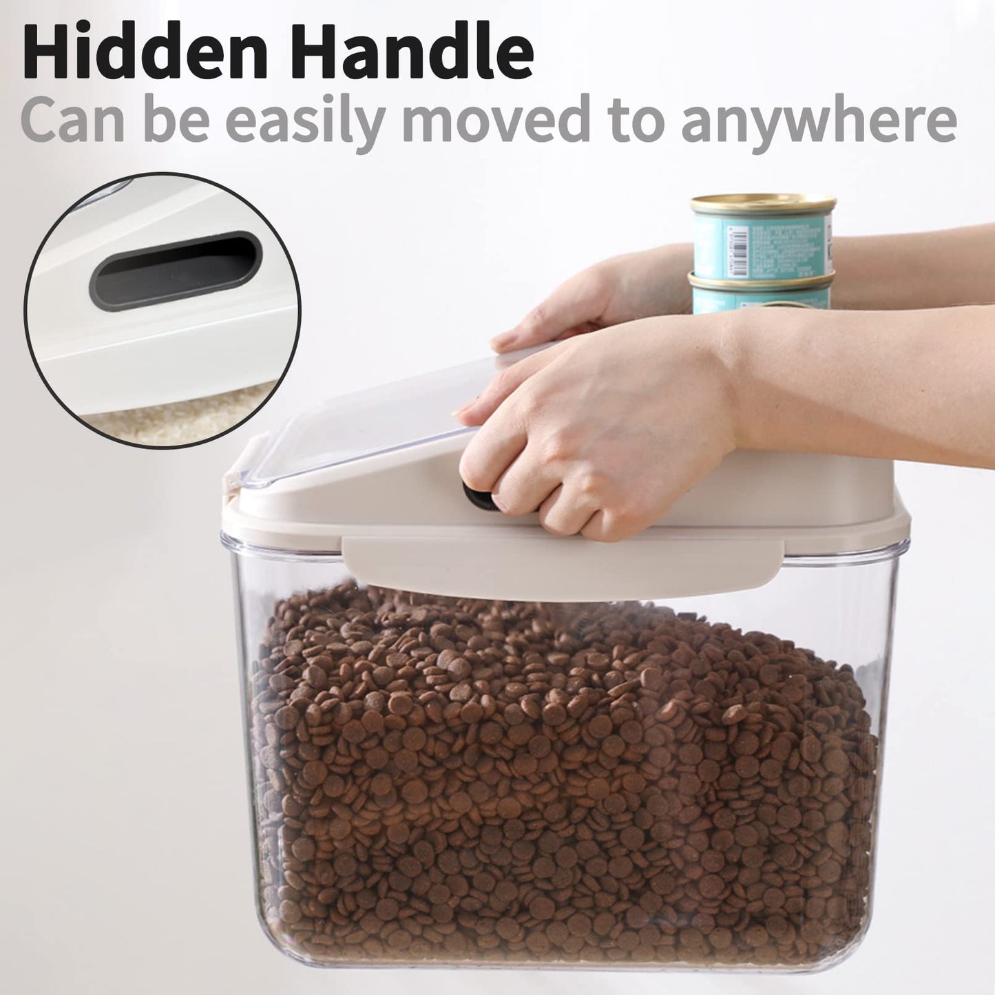 Fhiny 5.5LB Dog Food Storage Container, Airtight Pet Treat Bin Translucent Dry Food Grain Storage Barrels Sealed Bucket Moisture-Proof Plastic Cat Puppy Food Bin with Seal Locking Lid Keep Fresh
