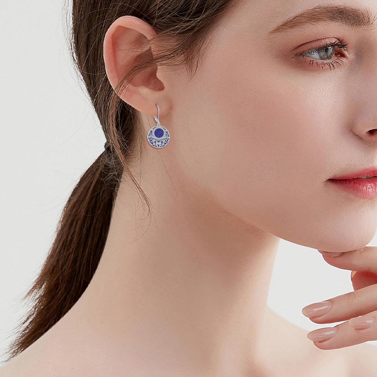 Lapis Lazuli Earrings Sterling Silver Filigree Drop Earrings Blue Lapis Dangle Earrings Jewelry Gifts For Women